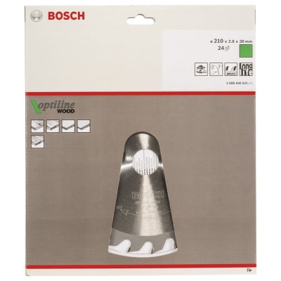 Bosch - Optiline Serisi Ahşap için Daire Testere Bıçağı 210*30 mm 24 Diş