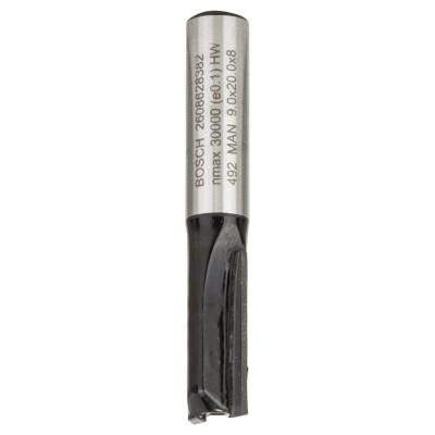 Bosch - Standard Seri Ahşap İçin Çift Oluklu, Sert Metal Düz Freze Ucu 8*9*51 mm
