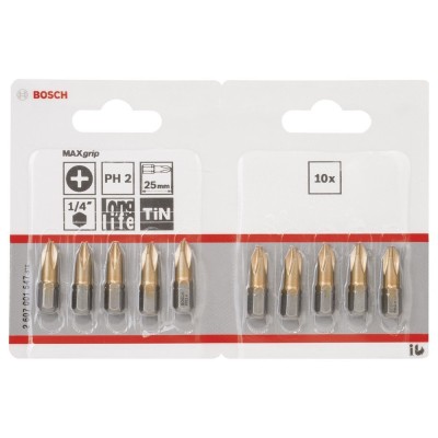 Bosch - Max Grip Serisi Vidalama Ucu PH2*25 mm 10'lu