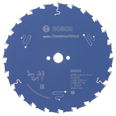 Bosch - Expert Serisi İnşaat Ahşabı için Daire Testere Bıçağı 184*16 mm 24 Diş