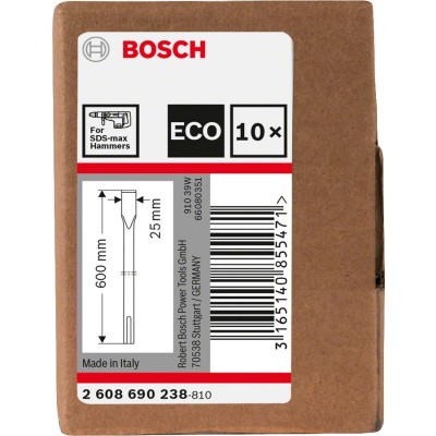 Bosch - SDS-Max Şaftlı Yassı Keski 600*25 mm 10'lu EKO