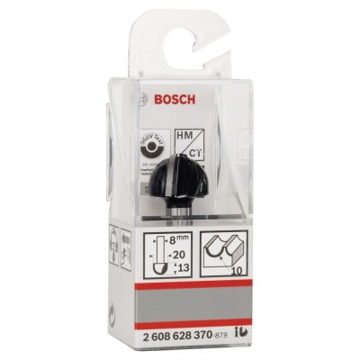 Bosch - Standard Seri Ahşap İçin Çift Oluklu, Sert Metal Dalma Yarımay Freze 8*20*46*10 mm