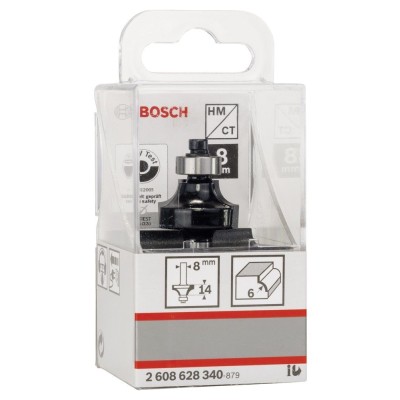 Bosch - Standard Seri Ahşap İçin Çift Oluklu, Sert Metal Bilya Yataklı Yuvarlama Frezesi 8*6*53 mm