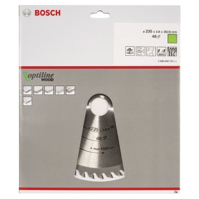 Bosch - Optiline Serisi Ahşap için Daire Testere Bıçağı 235*30/25 48 Diş