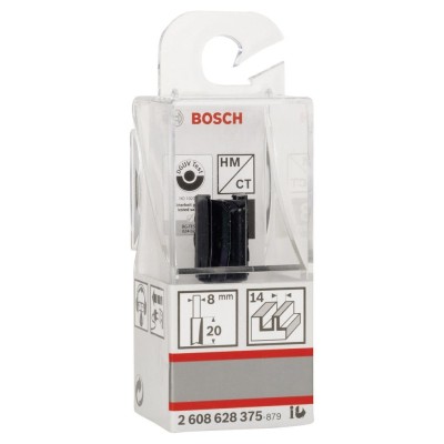 Bosch - Standard Seri Ahşap İçin Çift Oluklu, Sert Metal Düz Freze Ucu 8*14*51mm