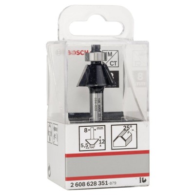 Bosch - Standard Seri Ahşap ve Laminant İçin Çift Oluklu, Sert Metal Bilya Yataklı Pah Açma Frezesi 8*5,5*54 mm