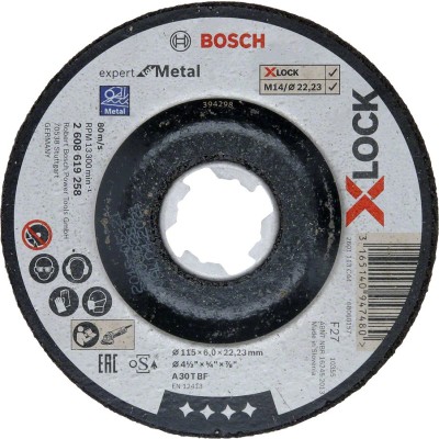 Bosch - X-LOCK - 115*6,0 mm Expert Serisi Bombeli Metal Taşlama Diski (Taş)