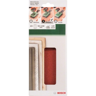 treşimli Zımpara Kağıdı 10'lu, 93 x 230 mm 120 Kum 8 Delik