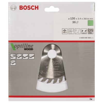 Bosch - Optiline Serisi Ahşap için Daire Testere Bıçağı 130*20/16 mm 30 Diş