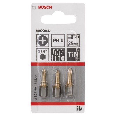 Bosch - Max Grip Serisi Vidalama Ucu PH1*25 mm 3'lü