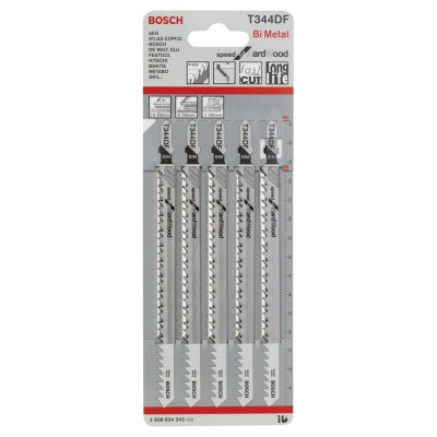 Bosch - Hızlı Kesim Serisi Sert Ahşap İçin T 344 DF Dekupaj Testeresi Bıçağı - 5'Li Paket