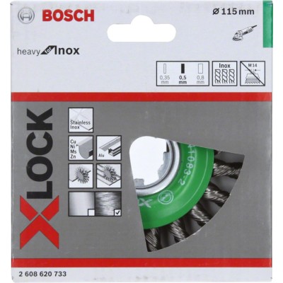 Bosch - X-LOCK - Heavy Serisi Inox İçin Burgulu Yuvarlak Fırça 115*0,5 mm