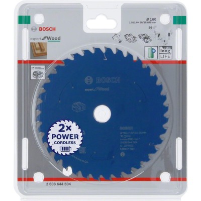 Bosch - Expert for Serisi Ahşap için Akülü Daire Testere Bıçağı 160*20 mm 36 Diş