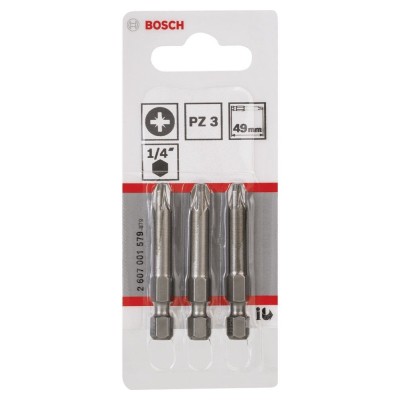Bosch - Extra Hard Serisi Vidalama Ucu PZ 3*49 mm 3'lü