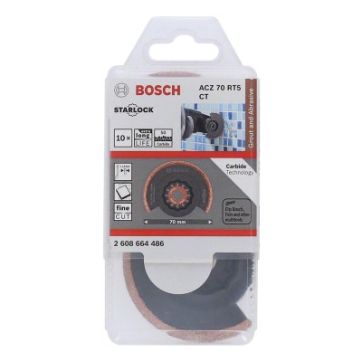 Bosch - Starlock - ACZ 70 RT5 - Carbide RIFF Zımpara Uçlu Dar Kesim Segman Testere Bıçağı 50 Kum Kalınlığı 10'lu