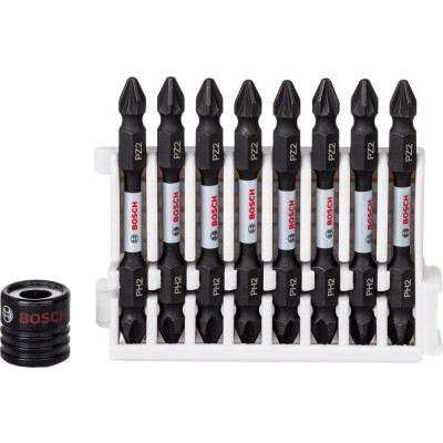 Bosch - Impact Control Serisi Çift Taraflı Vidalama Ucu 8'liPH2/PZ2 *65mm + Mıknatıslı Tutucu