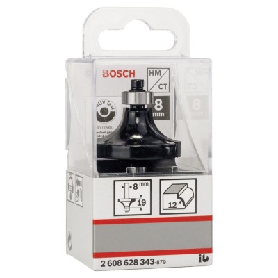 Bosch - Standard Seri Ahşap İçin Çift Oluklu, Sert Metal Bilya Yataklı Yuvarlama Frezesi 8*12*60 mm