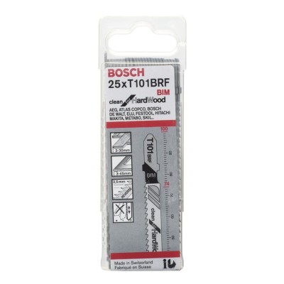 Bosch - Temiz Kesim Serisi Sert Ahşap İçin T 101 BRF Dekupaj Testeresi Bıçağı - 25'Li Paket