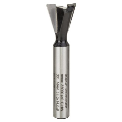 Bosch - Standard Seri Ahşap İçin Çift Oluklu, Sert Metal Kırlangıç Kuyruğu Freze Ucu 8*14*55mm
