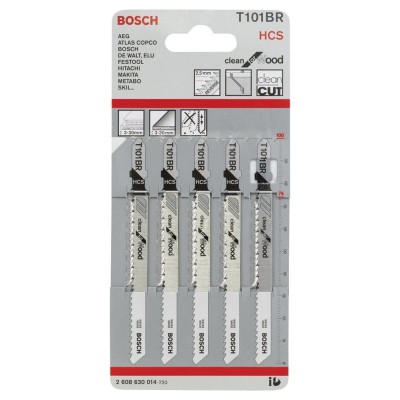 Bosch - Temiz Kesim Serisi Ahşap İçin T 101 BR Dekupaj Testeresi Bıçağı - 5'Li Paket