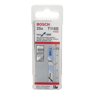 Bosch - Ekonomik Seri Metal İçin T 118 B Dekupaj Testeresi Bıçağı - 25'Li Paket