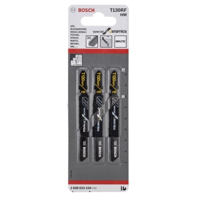 Bosch - Seramik İçin Özel T 130 RIFF Dekupaj Testeresi Bıçağı - 3'Lü Paket