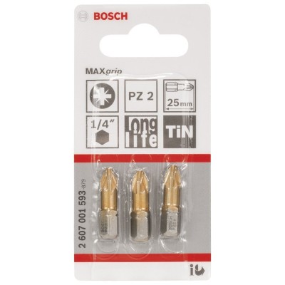 Bosch - Max Grip Serisi Vidalama Ucu PZ 2*25 mm 3'lü