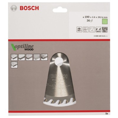 Bosch - Optiline Serisi Ahşap için Daire Testere Bıçağı 190*20/16 mm 36 Diş