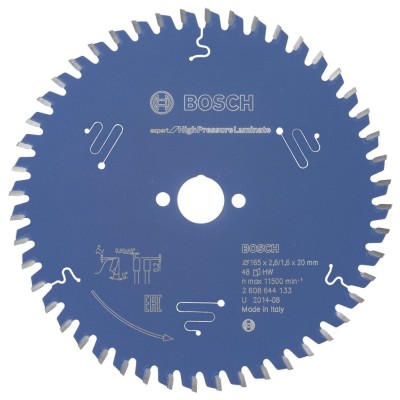 Bosch - Expert Serisi Yüksek Basınçlı Lamine Panel ve Trespa için Daire Testere Bıçağı 165*20 mm 48 Diş