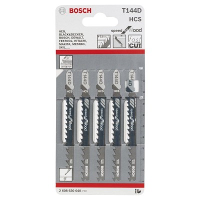 Bosch - Hızlı Kesim Serisi Ahşap İçin T 144 D Dekupaj Testeresi Bıçağı - 5'Li Paket
