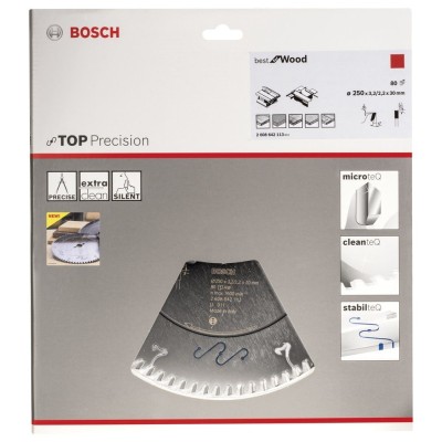 Bosch - Best Serisi Hassas Kesim Ahşap için Daire Testere Bıçağı 250*30 mm 80 Diş
