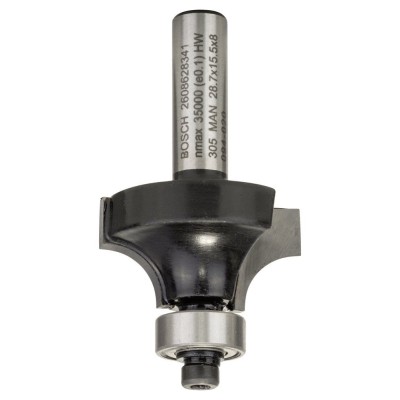 Bosch - Standard Seri Ahşap İçin Çift Oluklu, Sert Metal Bilya Yataklı Yuvarlama Frezesi 8*8*53 mm