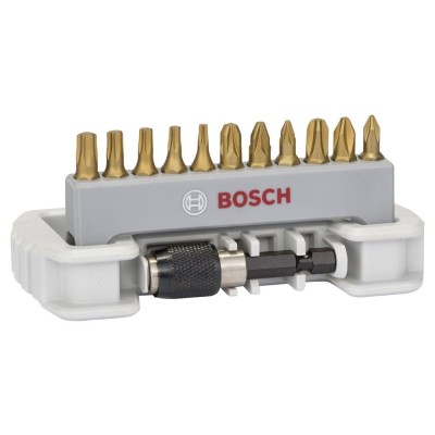 Bosch - 11 Parça MaxGrip Vidalama Ucu Seti + Hızlı Değiştirmeli Tutucu