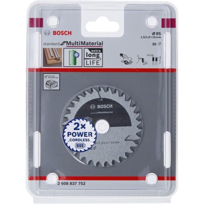 Bosch - Standard for Serisi Çoklu Malzeme için Akülü Daire Testere Bıçağı 85*15 mm 30 Diş