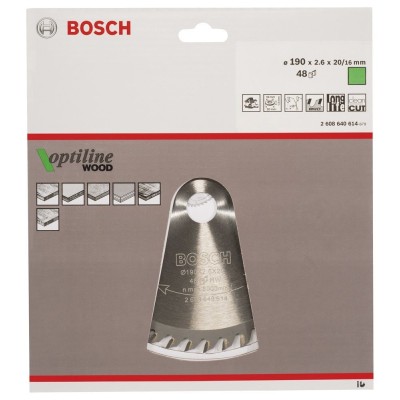 Bosch - Optiline Serisi Ahşap için Daire Testere Bıçağı 190*20/16 mm 48 Diş