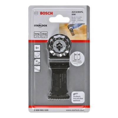 Bosch - Starlock - AIZ 32 BSPB - BIM Sert Ahşap İçin Daldırmalı Testere Bıçağı 5'li