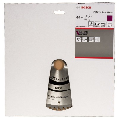 Bosch - Standard for Serisi Çoklu Malzeme için Daire Testere Bıçağı 254*30 mm 60 Diş