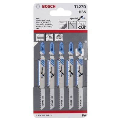 Bosch - Aluminyum İçin T 127 D Dekupaj Testeresi Bıçağı - 5'Li Paket