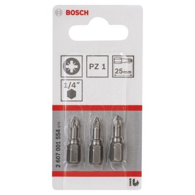 Bosch - Extra Hard Serisi Vidalama Ucu PZ 1*25 mm 3'lü