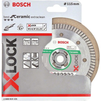 Bosch - X-LOCK - Best Serisi Seramik İçin, Extra Temiz Kesim Turbo Segman  Elmas Kesme Diski 115 mm
