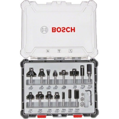 Bosch - Profesyonel 15 Parça Karışık Freze Ucu Seti 8 mm Şaftlı