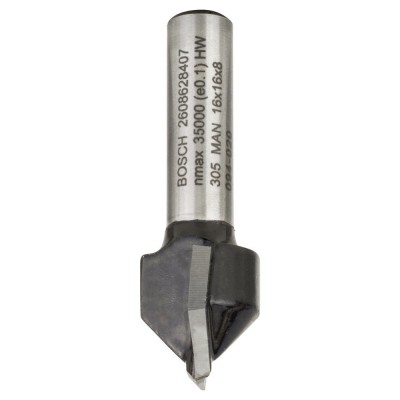 Bosch - Standard Seri Ahşap İçin Çift Oluklu Sert Metal V-Kanal Freze 8*16*45 mm