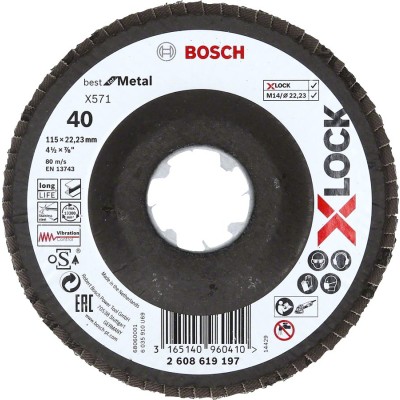 Bosch - X-LOCK - 115 mm 40 Kum Best Serisi Metal Flap Disk