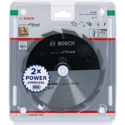 Bosch - Standard for Serisi Ahşap için Akülü Daire Testere Bıçağı 160*20 mm 12 Diş