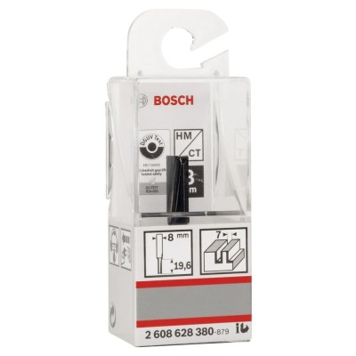 Bosch - Standard Seri Ahşap İçin Çift Oluklu, Sert Metal Düz Freze Ucu 8*7*51 mm