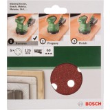 Bosch - Eksantirik Zımpara Kağıdı 5'li, 125 mm 60 Kum 8 Delik