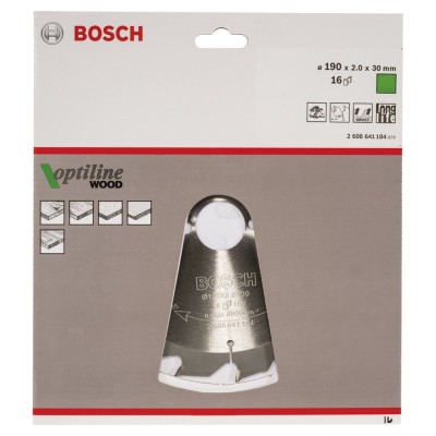 Bosch - Optiline Serisi Ahşap için Daire Testere Bıçağı 190*30 mm 16 Diş