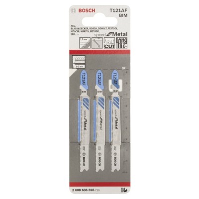 Bosch - Hızlı Kesim Serisi Metal İçin T 121 AF Dekupaj Testeresi Bıçağı - 3'Li Paket