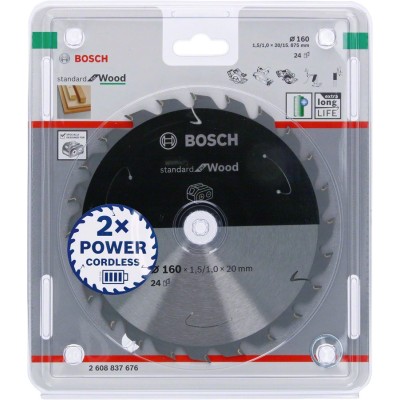 Bosch - Standard for Serisi Ahşap için Akülü Daire Testere Bıçağı 160*20 mm 24 Diş