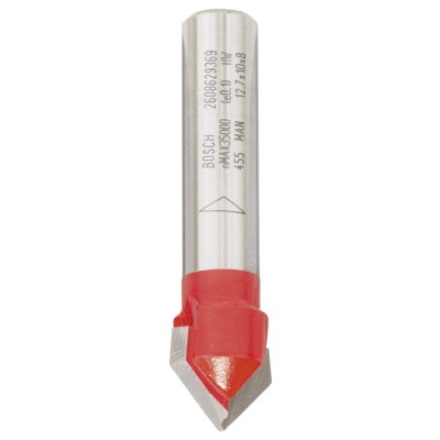 Bosch - Expert Serisi Ahşap İçin Çift Oluklu, Sert Metal V Kanal Freze 8*12,7*44,5 mm